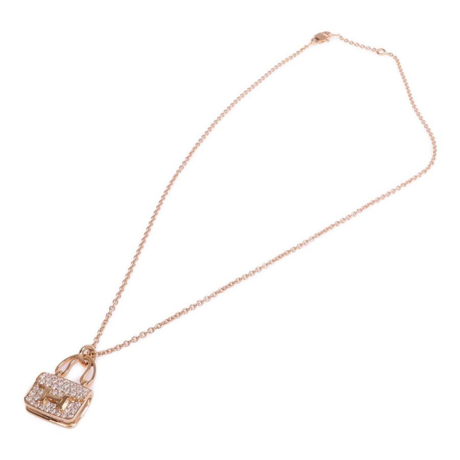 HERMES 18K玫瑰金Amulettes Constance Pendant鑽石項鍊-3