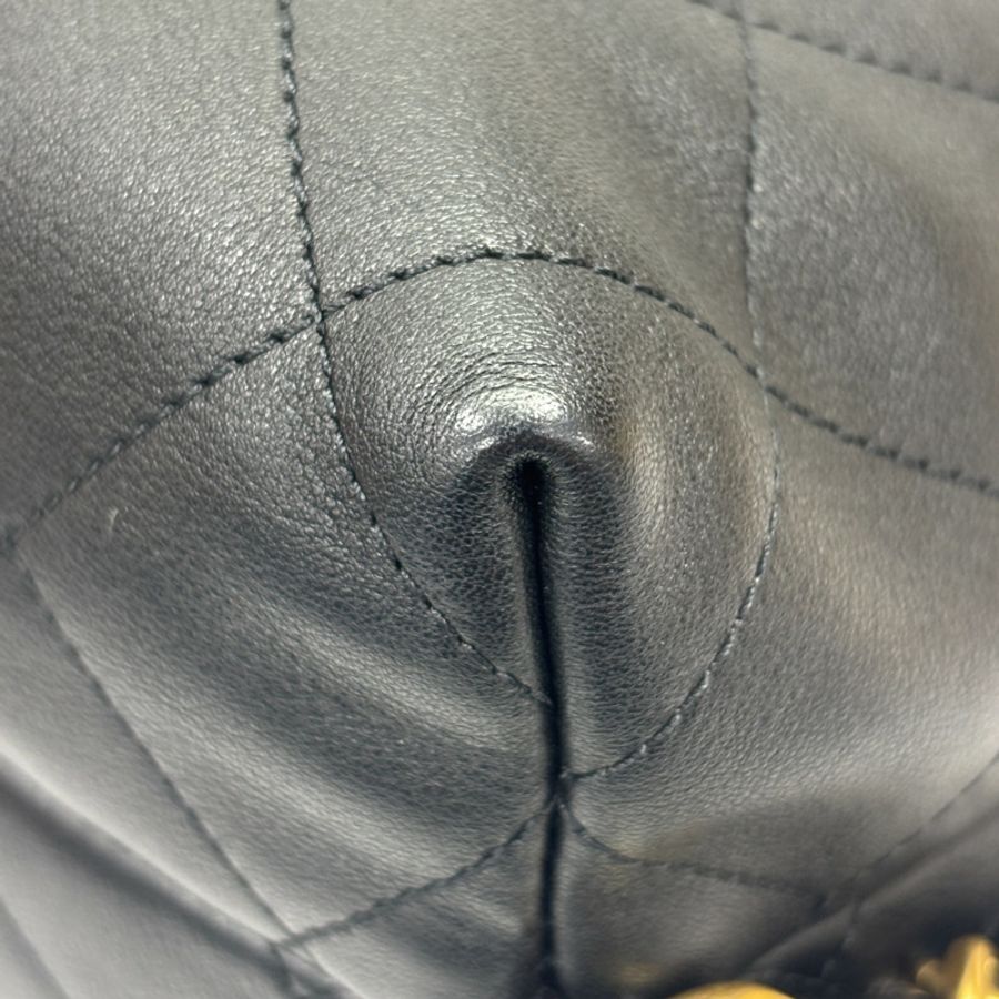 黑色 菱格紋 牛皮 雙肩 HOBO 肩背包 金扣【CHANEL 香奈兒】 AS5523-12