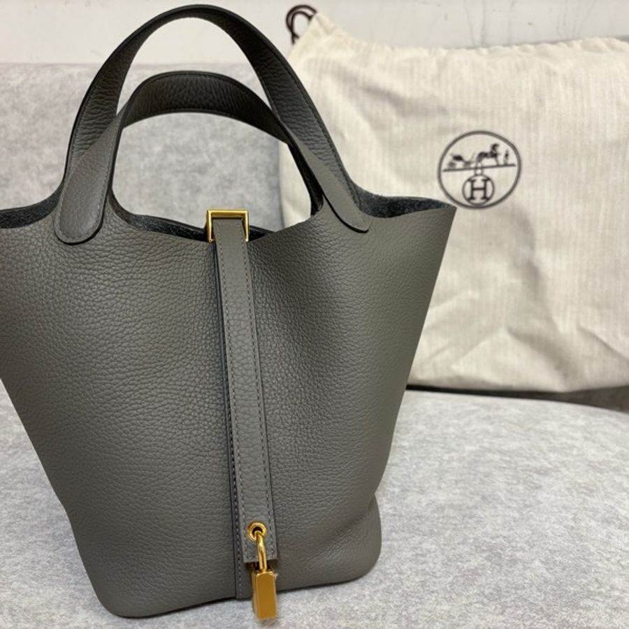 Hermes picotin 18 積雨雲灰金扣-7