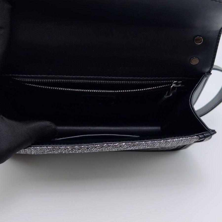 BVLGARI Serpenti DiamondBlast 黑色蛇頭肩背斜背包24*16*5 98新配件塵袋-2