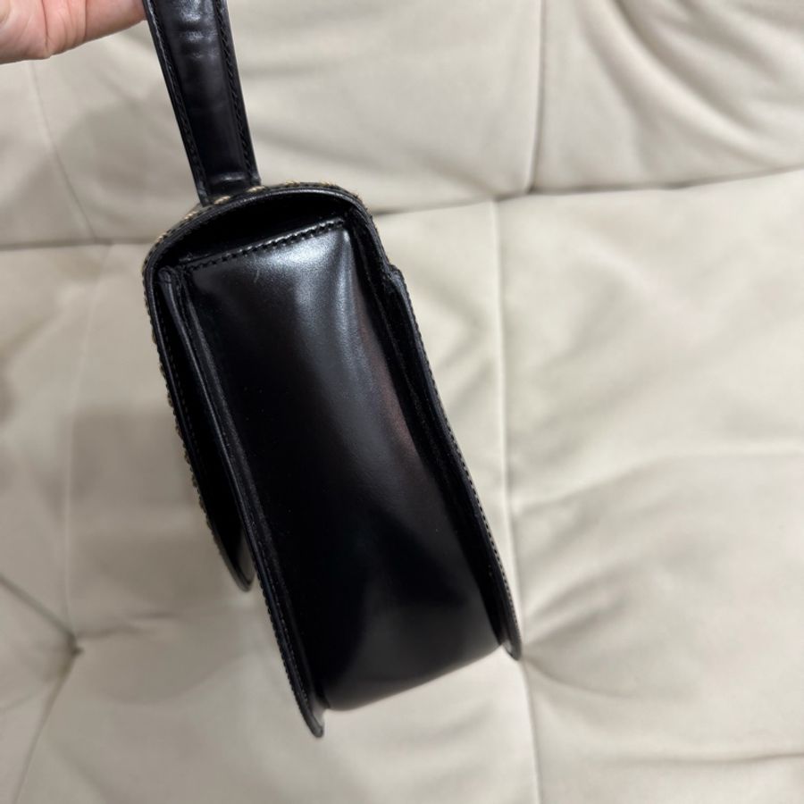 celine 黑色 搪瓷皮 銀色星球 外縫線 中古 Kelly-5