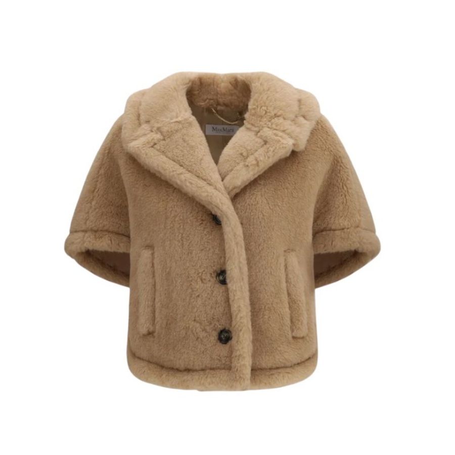 🎊新年特賣🧧Max Mara 女款 Corvino4 羊駝羊絨絲質披風斗篷外套 米色 S-M/M-L-1