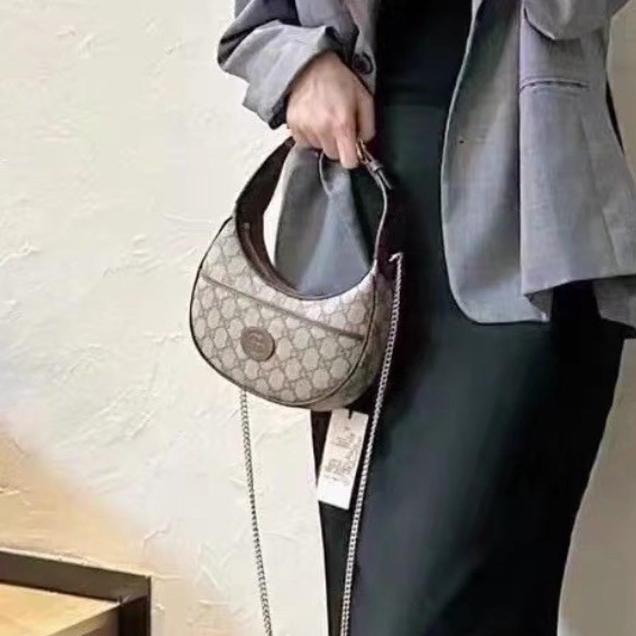 優雅復古款💎超低價✨Gucci古馳老花半月Ophidia月亮包手提單肩斜挎包🌙-5