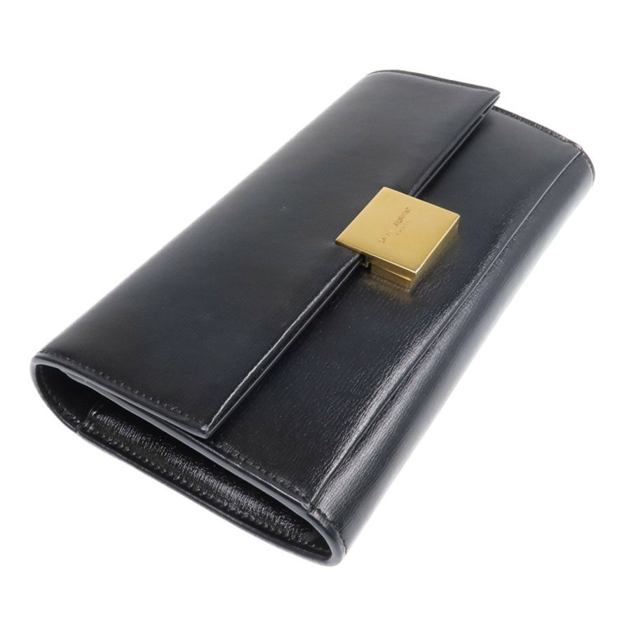 YVES SAINT LAURENT 牛皮皮革Long Wallet金扣長錢包-3