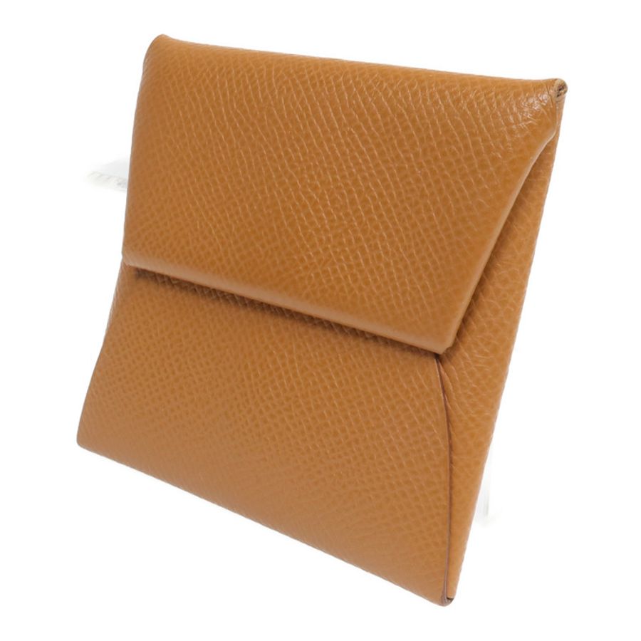 HERMES Epsom皮革Bastia銀扣零錢包Gold-1