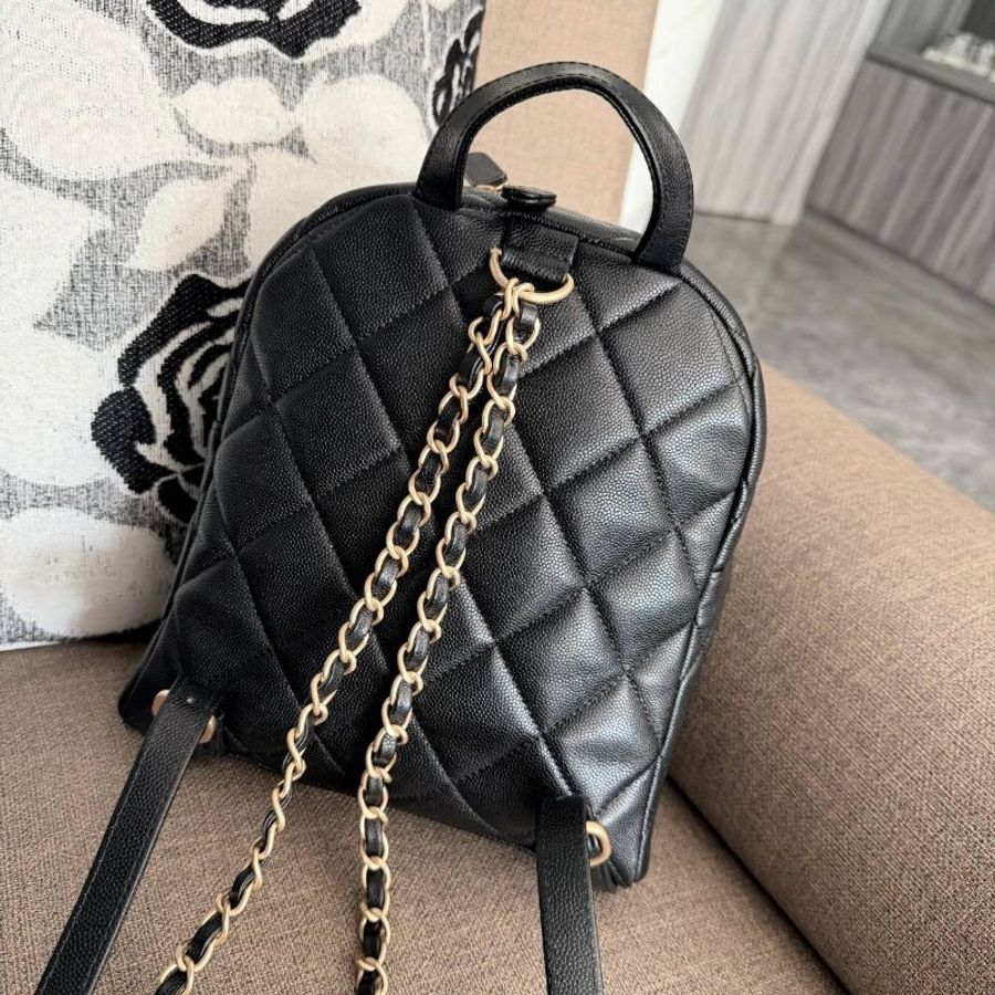 *SHIHNA名牌精品* Chanel 25K 黑金荔枝皮雙肩背包-1