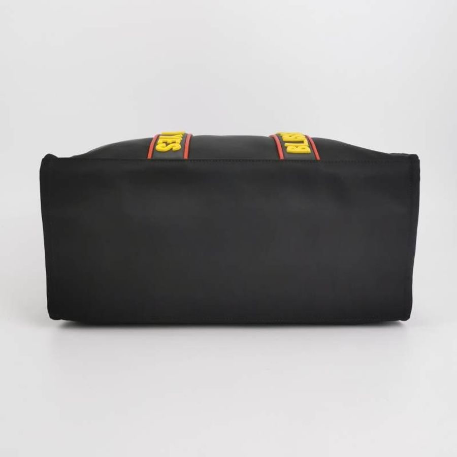 Fendi牛皮尼龍布拼色字母Logo斜挎包單肩包-5