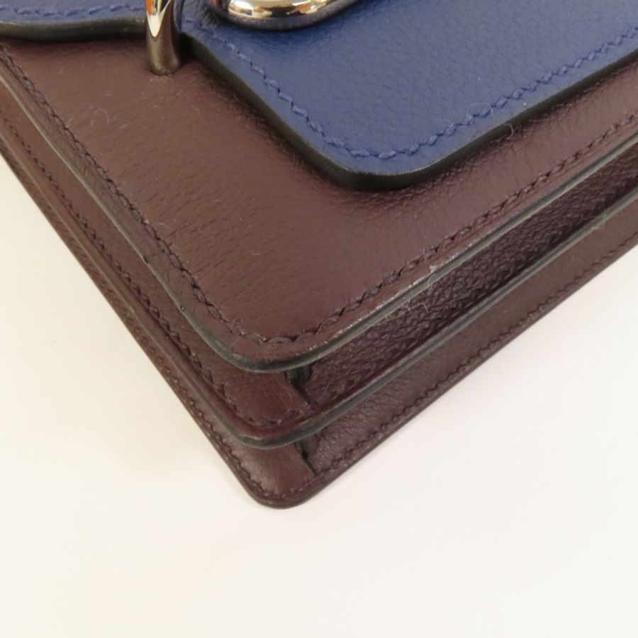 HERMES Evercolor皮革Mini Roulis銀扣肩背袋Rouge Sellier/Bleu Saphir-10