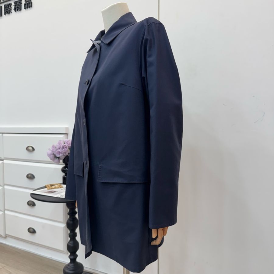 Burberry 深藍色 復古 女士風衣 vintage 二手-3