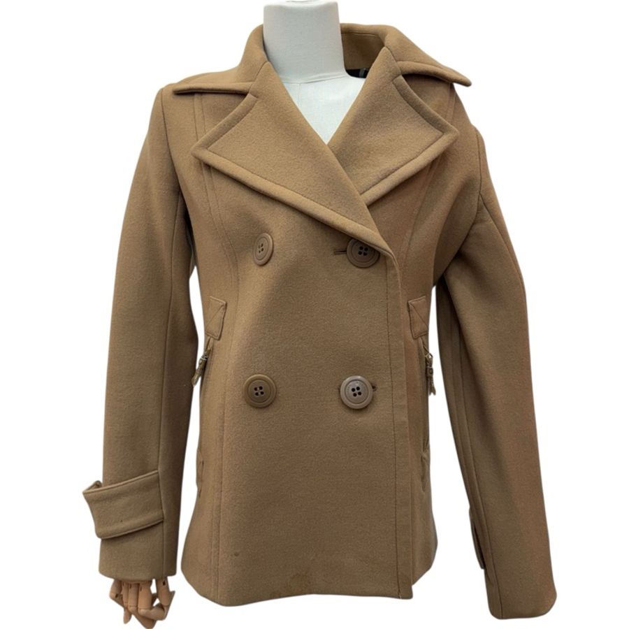 Burberry 駝色 雙排扣 女士 短款 大衣 二手 vintage-1