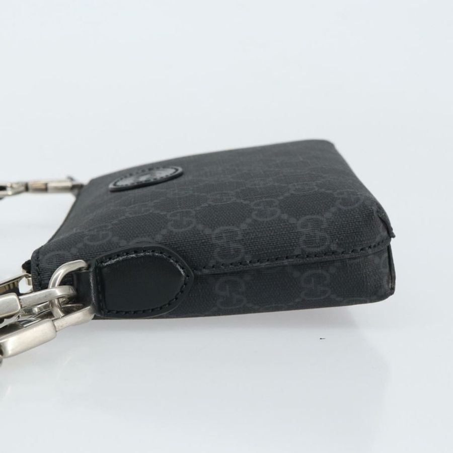 【日本直送】GUCCI GG Supreme 單肩包 PVC 黑色銀色 正品 157567SAV-3