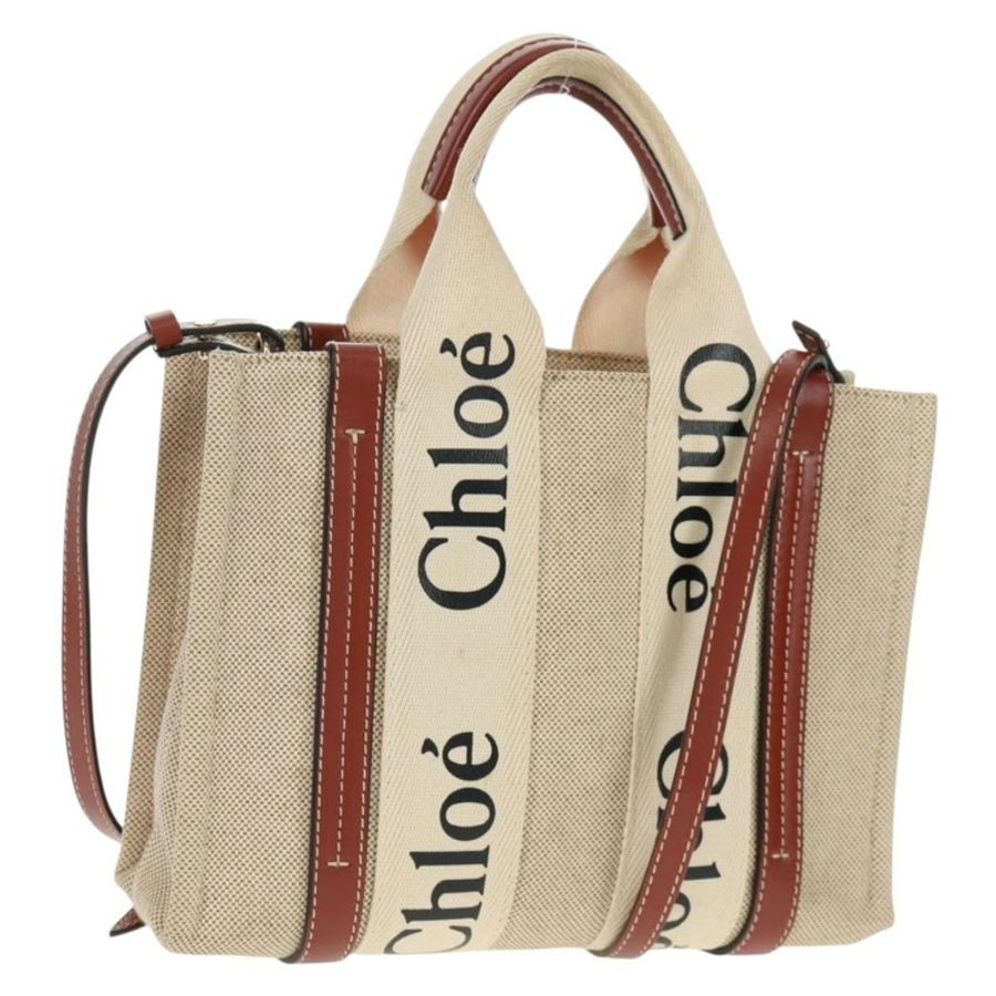 【日本直送】Chloe Woody 手提包 帆布 兩用 米色 金色 正品 am10533V-0
