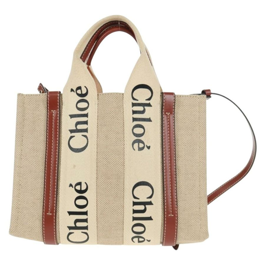 【日本直送】Chloe Woody 手提包 帆布 兩用 米色 金色 正品 am10533V-1