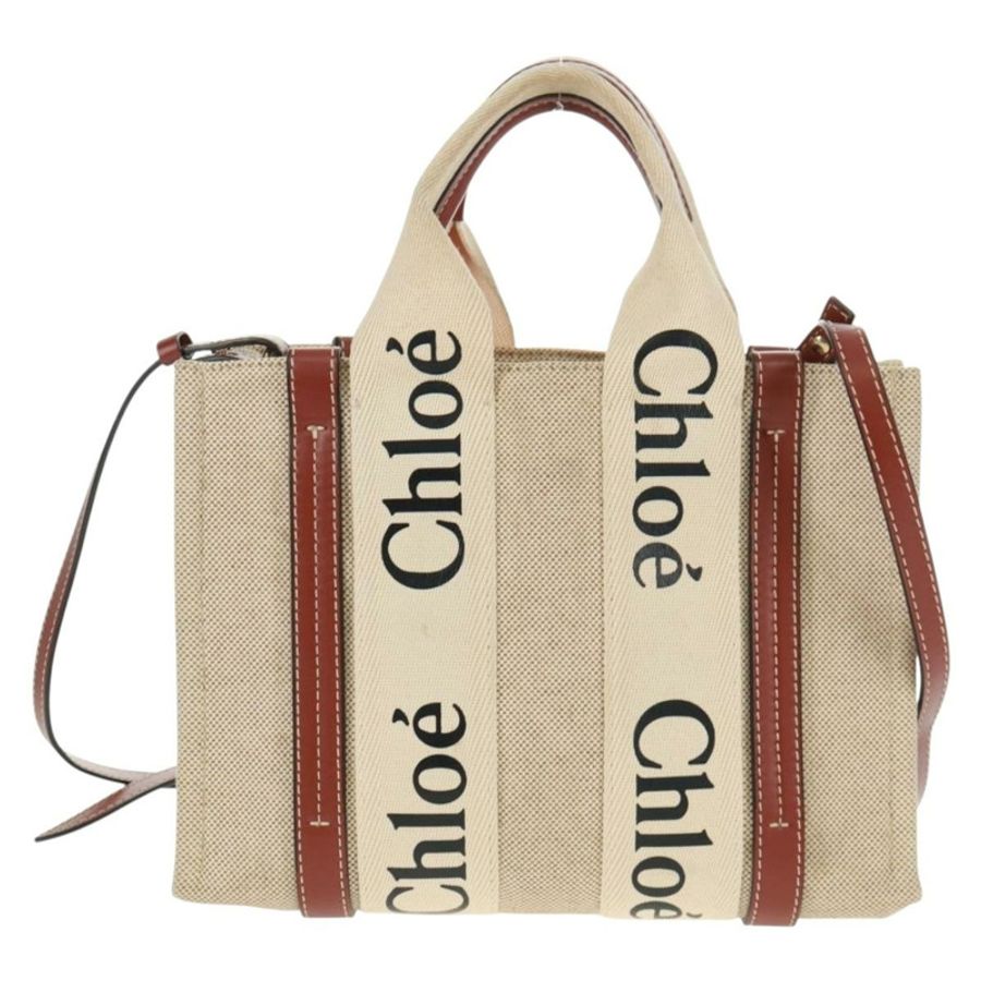 【日本直送】Chloe Woody 手提包 帆布 兩用 米色 金色 正品 am10533V-12
