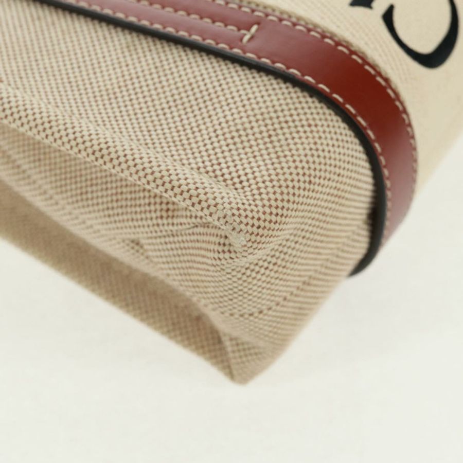 【日本直送】Chloe Woody 手提包 帆布 兩用 米色 金色 正品 am10533V-15