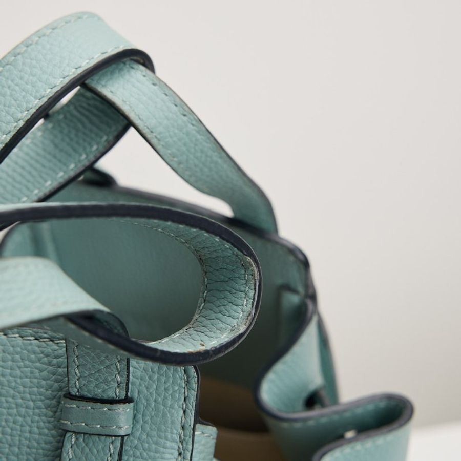 二手Loewe Hammock Mini吊床包 /粒紋小牛皮aqua水藍色-8