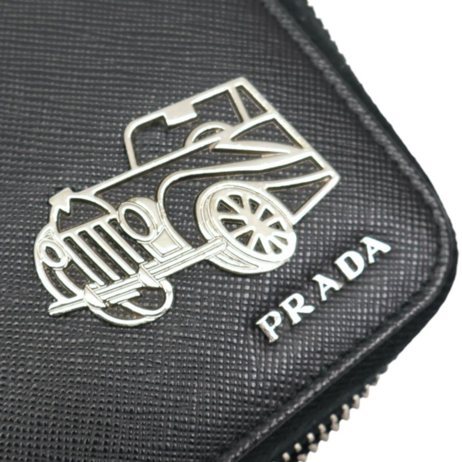 黑色牛皮 拉鍊 長夾【PRADA 普拉達】-14