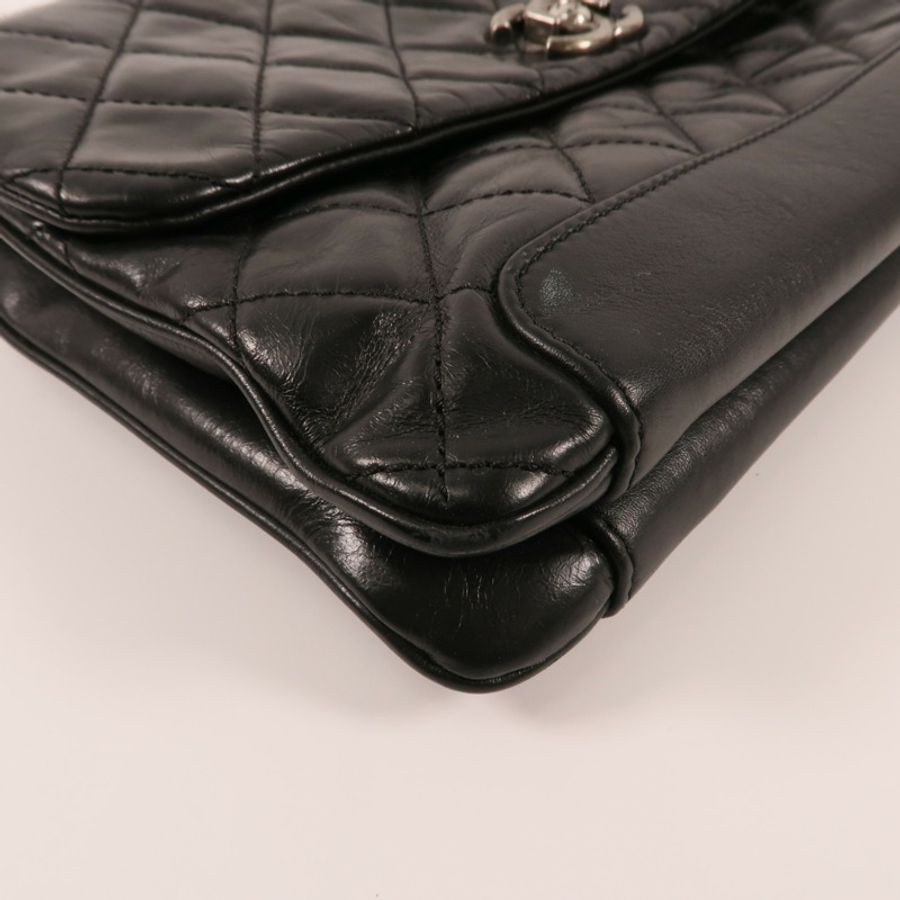 CHANEL 牛皮皮革Chain Shoulder銀扣鏈帶肩背袋-7