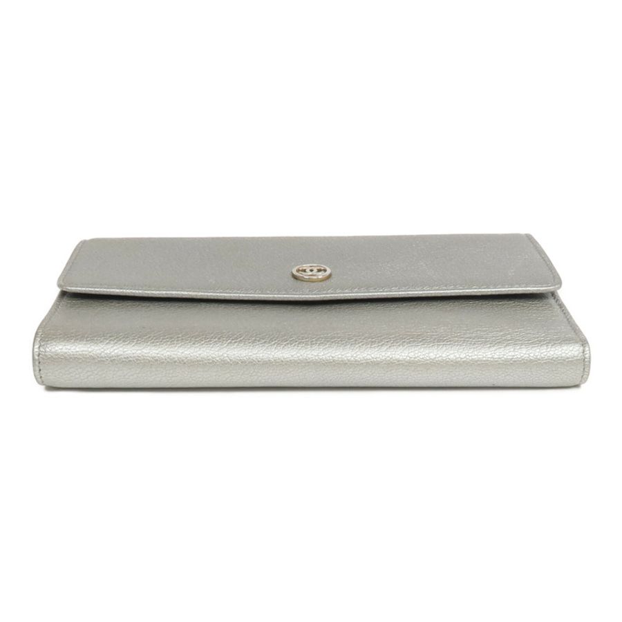 CHANEL 牛皮皮革Long Wallet銀扣長錢包-5