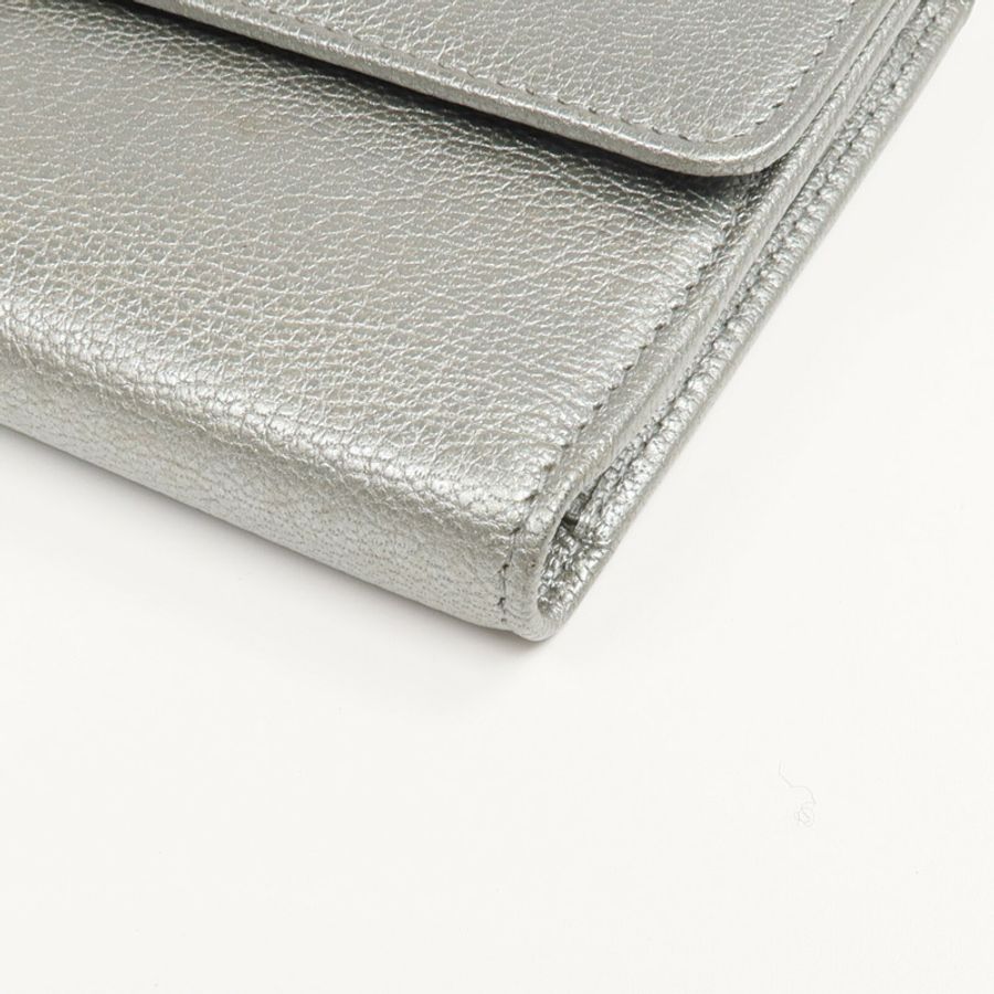 CHANEL 牛皮皮革Long Wallet銀扣長錢包-6