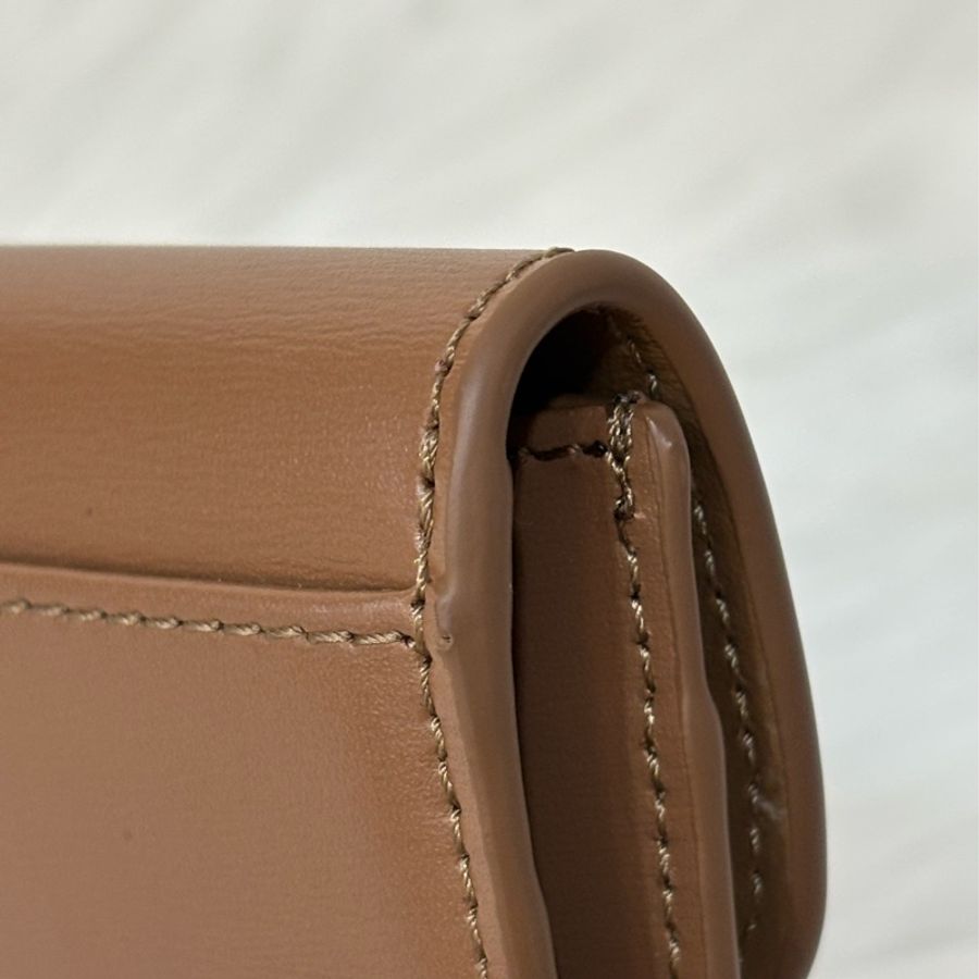 CELINE TRIOMPHE 10I583 金釦凱旋門金棕金牛皮 BOX 零錢包卡夾信用卡包名片夾短夾錢包-15