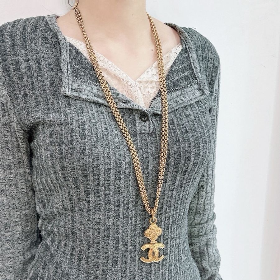 莉亞精品♡ Chanel 多功能雙C花花長鏈 二手美品-1