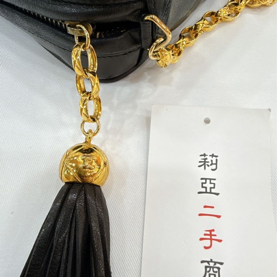 莉亞精品♡Chanel 流蘇相機包Vintage 黑 二手美包-13