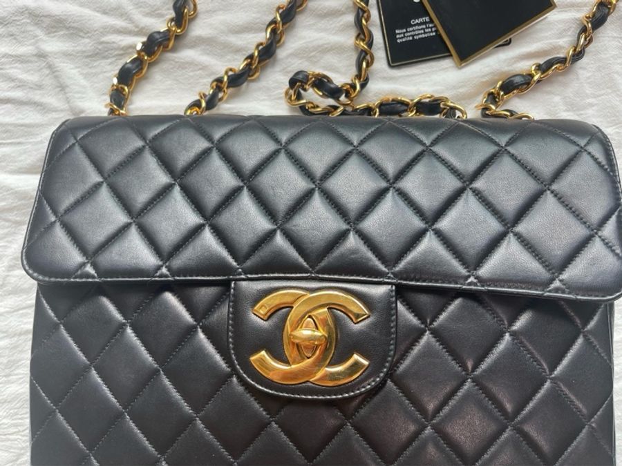 Chanel Vintage 大Logo 貝嫂包 30公分-5