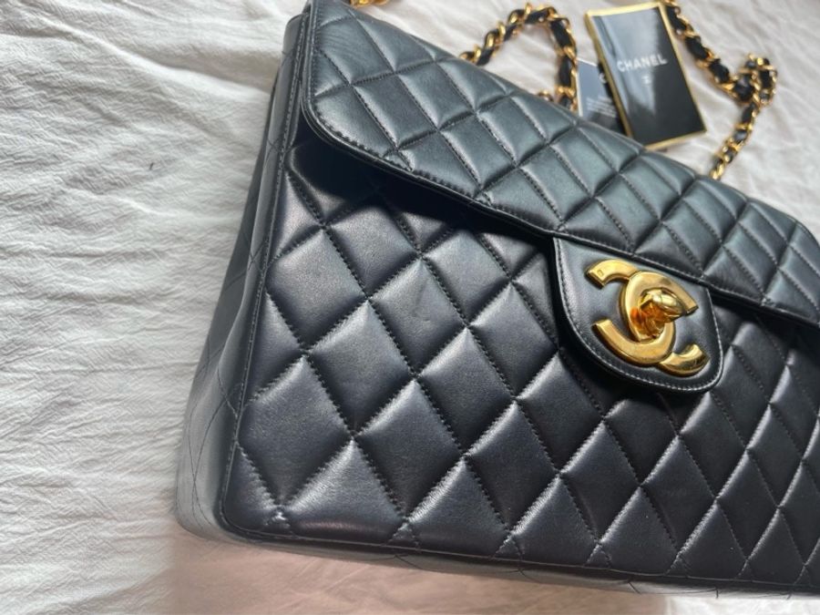Chanel Vintage 大Logo 貝嫂包 30公分-13