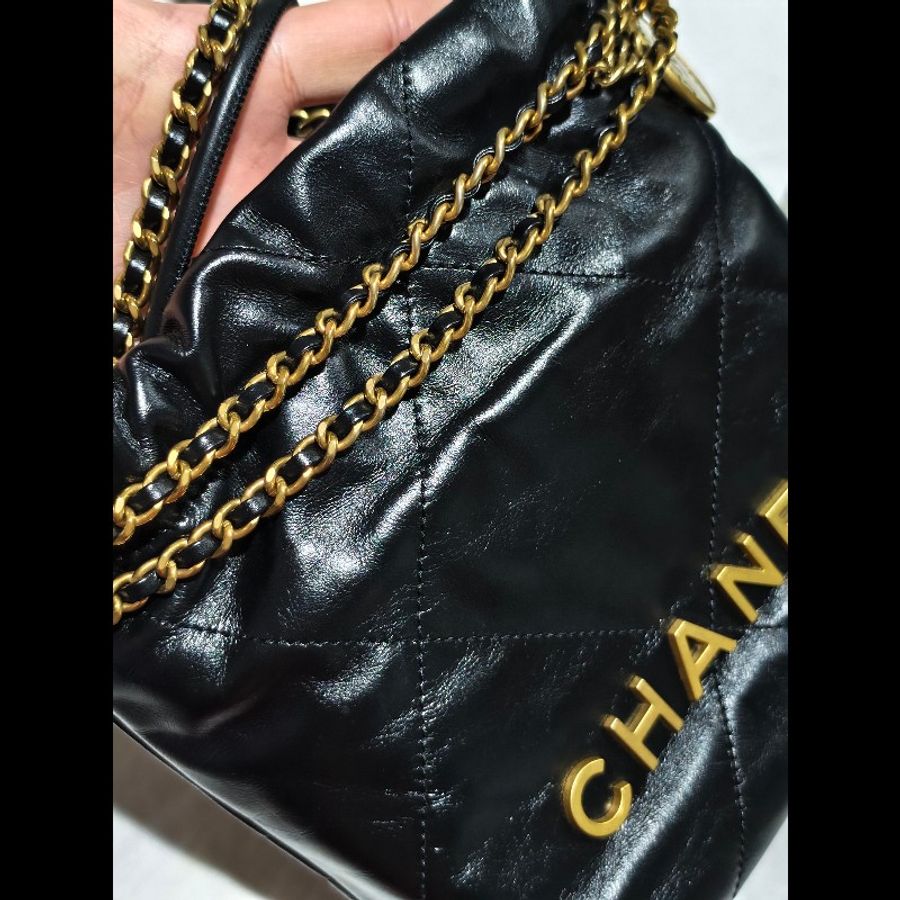CHANEL 22 MINI 黑金 晶片 全網最低價-5