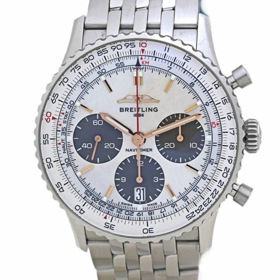 百年靈 Navitimer B01 計時碼錶 41 AB0139211A1A1 AB0139 白色錶殼男錶,日本限量版,不鏽鋼 40104-1
