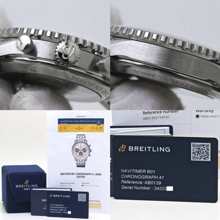 百年靈 Navitimer B01 計時碼錶 41 AB0139211A1A1 AB0139 白色錶殼男錶,日本限量版,不鏽鋼 40104-9