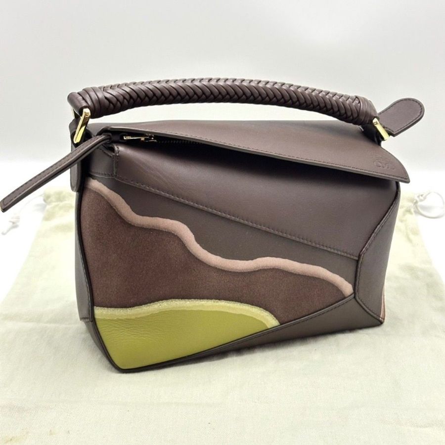 LOEWE 限定皮革拼接幾何手提肩背包24*15.5*11 近新閒置 配件塵袋-2