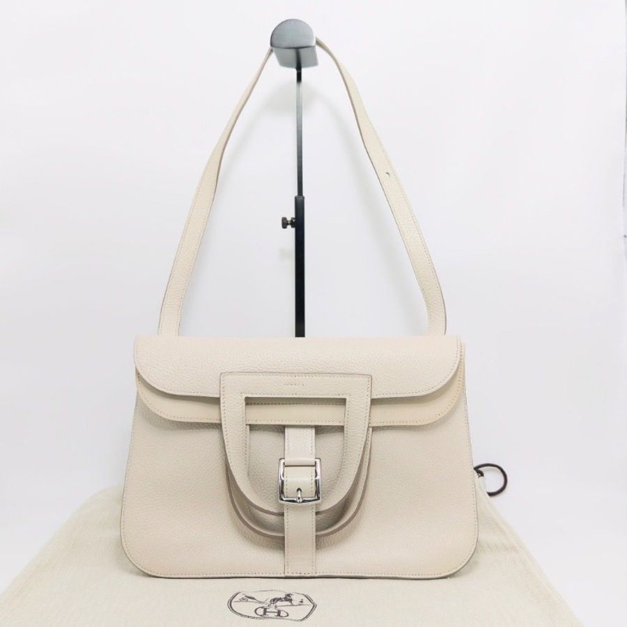 HERMES halzan31奶昔白銀扣手提肩背斜背包31*21*9 9新配件塵袋-1
