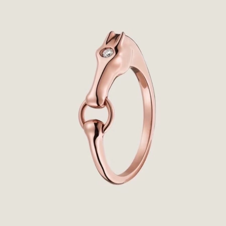 現貨商品 近新閒置品 Hermes 台灣專櫃 正貨商品 馬上鑽玫瑰金戒指 尺寸52號-3