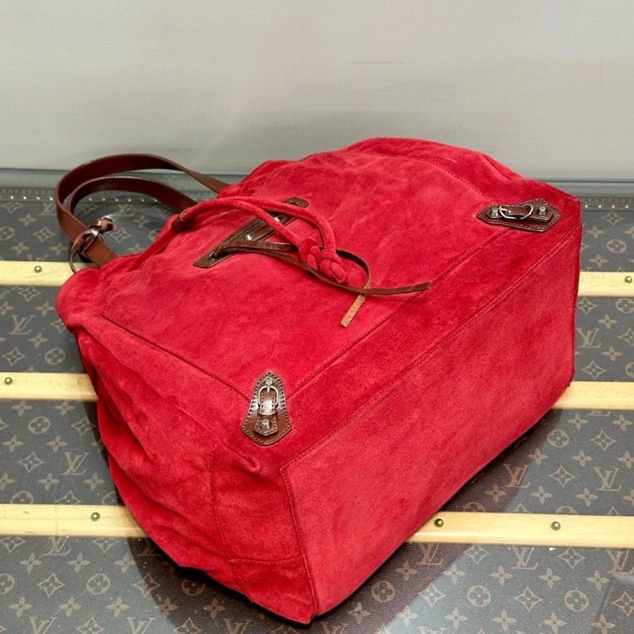 BALENCIAGA 紅棕拼色 麂皮手提托特包33*39*20 9新 配件塵袋-2