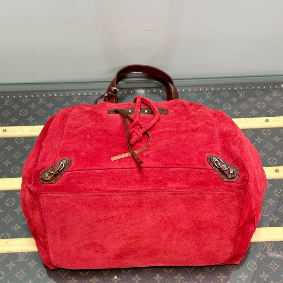 BALENCIAGA 紅棕拼色 麂皮手提托特包33*39*20 9新 配件塵袋-3
