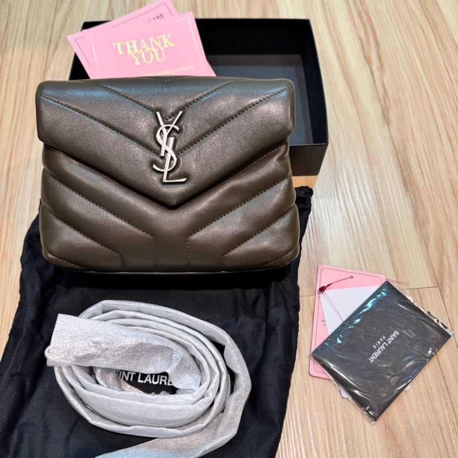 Saint Laurent YSL Loulou Small 小牛皮 肩背包 深卡其綠2018|附原盒-16