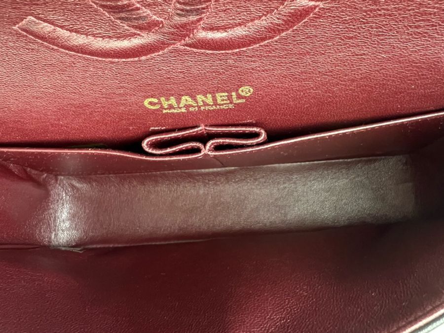 近新收藏級老香CHANEL CF25 香奈兒25cm 黑金羊皮 vintage-15