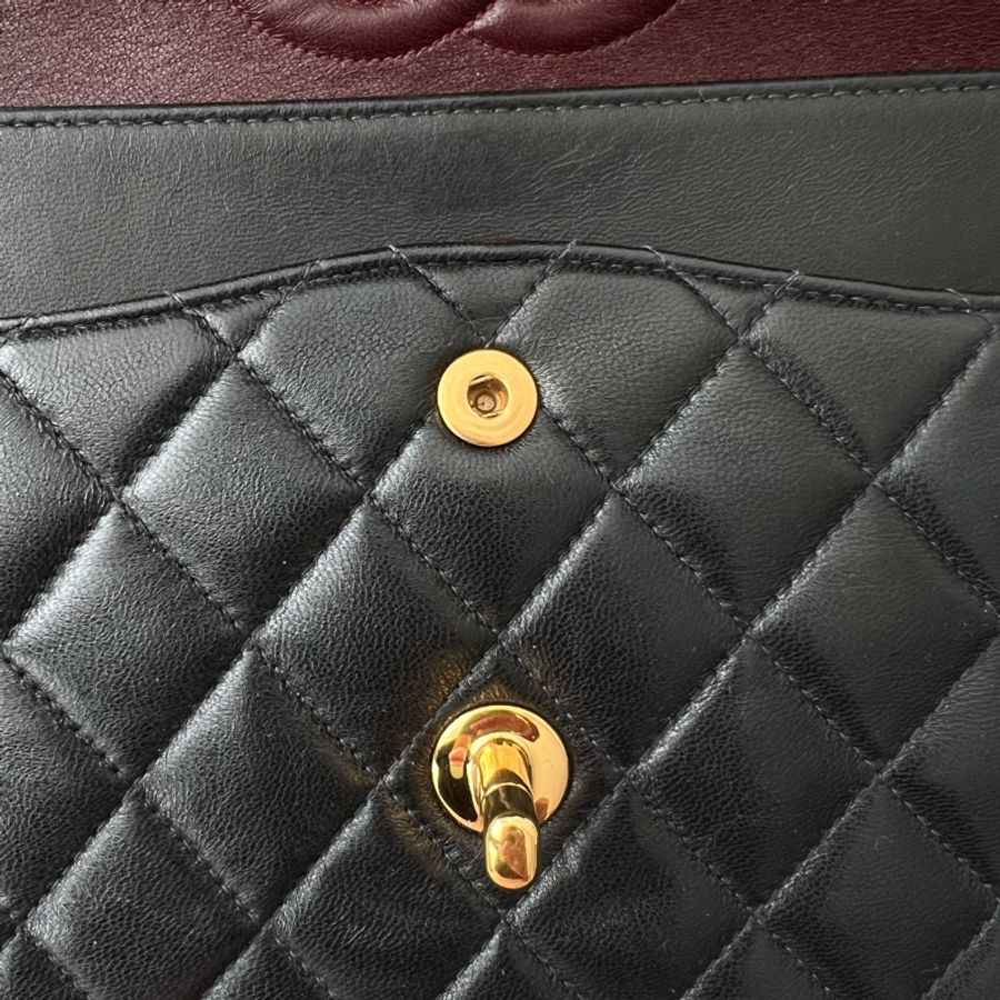 近新收藏級老香CHANEL CF25 香奈兒25cm 黑金羊皮 vintage-20