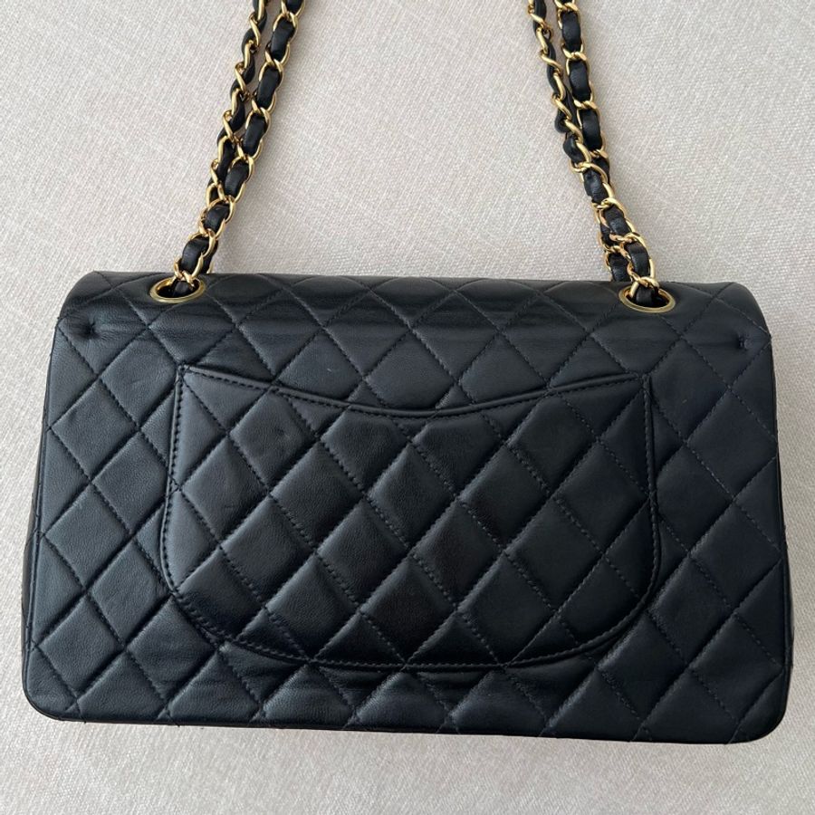 近新收藏級老香CHANEL CF25 香奈兒25cm 黑金羊皮 vintage-23