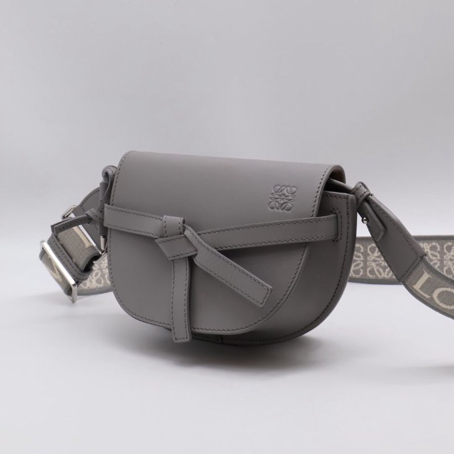 LOEWE Gate dual馬鞍包 - mini灰-11