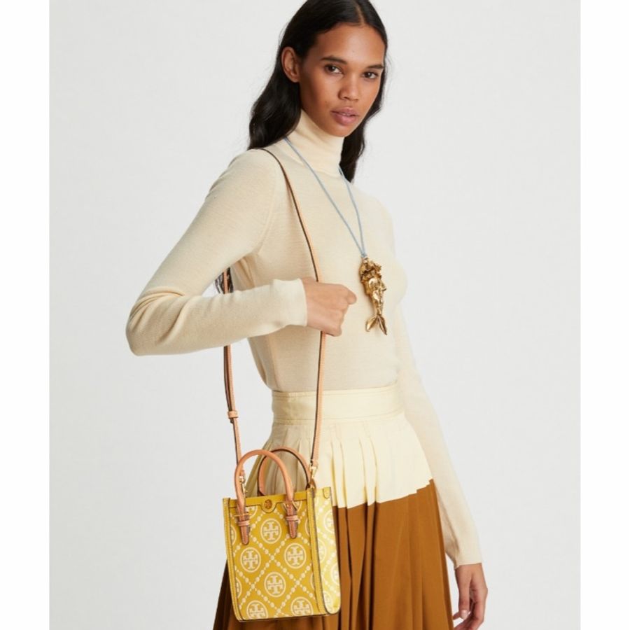 Tory Burch 女士 T Monogram迷你琴譜托特包單肩包均碼碼長:16cm,寬:6.5cm,高:18.5cm-5