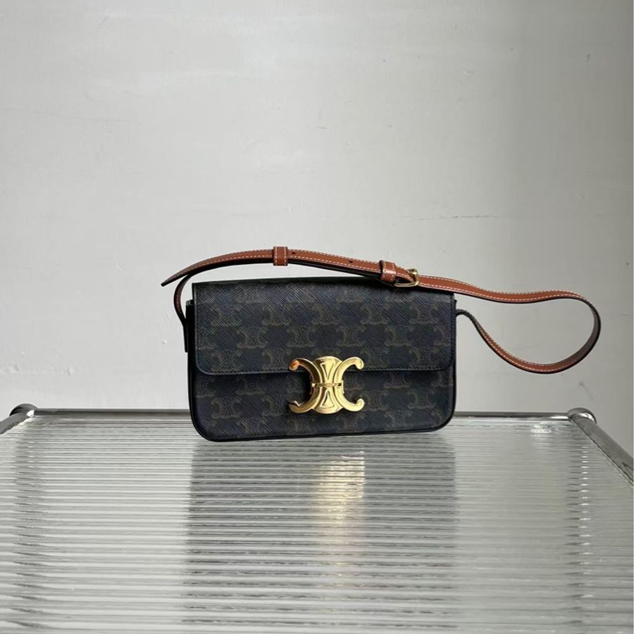 CELINE / 賽琳凱旋門老花腋下包，經典Triomphe系列 牛皮材質，尺寸：20*12*4cm-1