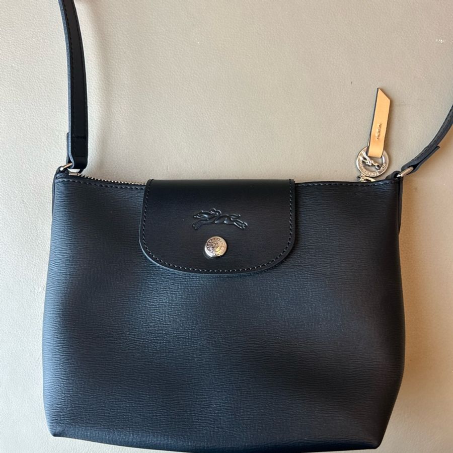 Longchamp 黑色真皮肩背包-0