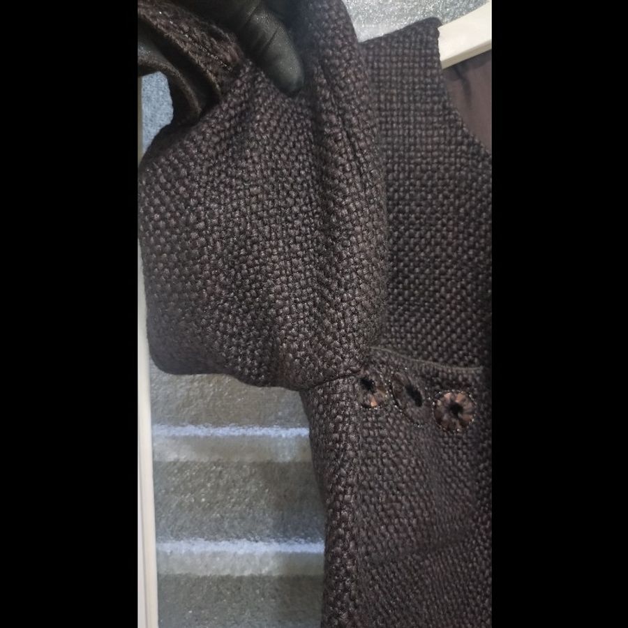 Chanel 深咖毛呢雙口袋繡亮片外套-14