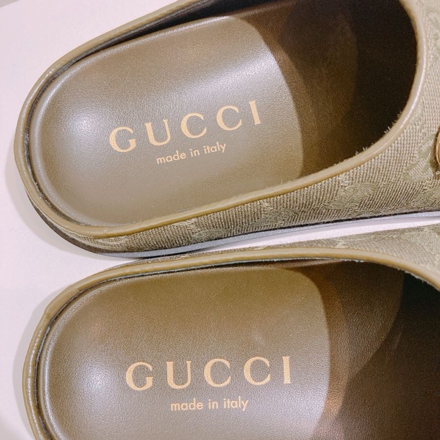 TW4690 Gucci 古馳懶人鞋 Women's Mule With Horsebit Canvas-6