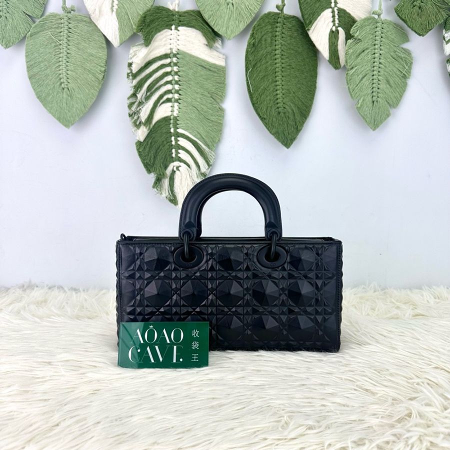 DIOR Lady D-Joy So Black鑽石菱格款 全套有盒-4
