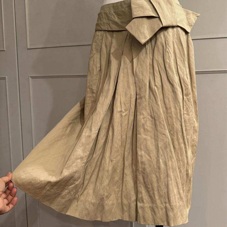 《新歡舊愛》原25000正品MARNI卡其色折皺藝術感半身裙42/M~L-6