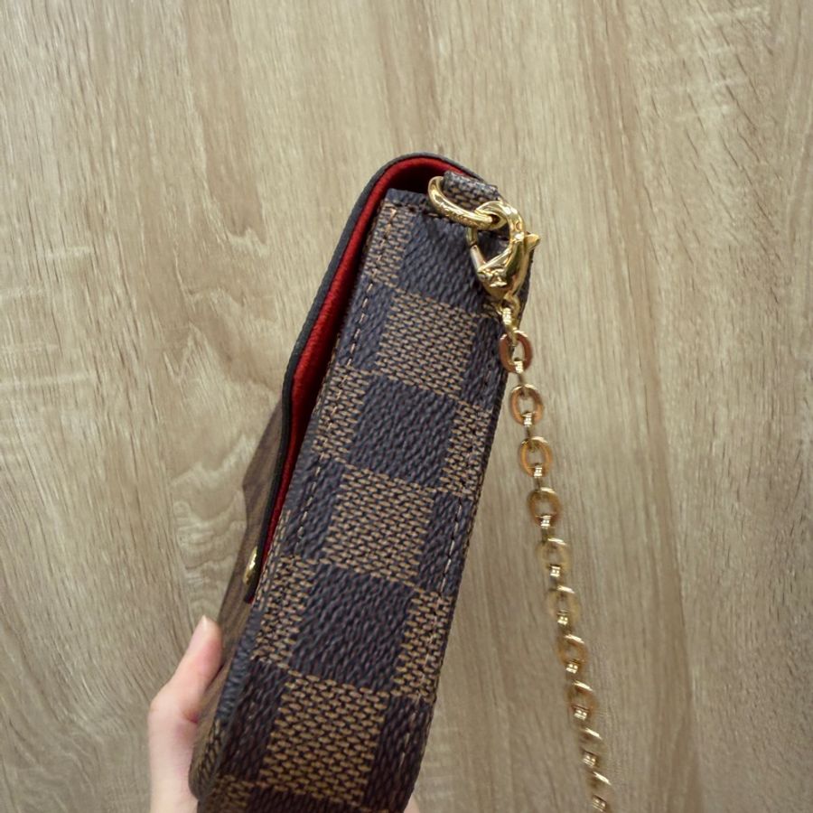 LV 咖格金釦三合一斜背鍊包N40492-2